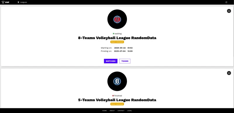 Cup - Sports Scheduler - Project Screenshoot